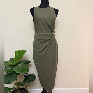 Guess Faux Wrap Dress Olive Size S